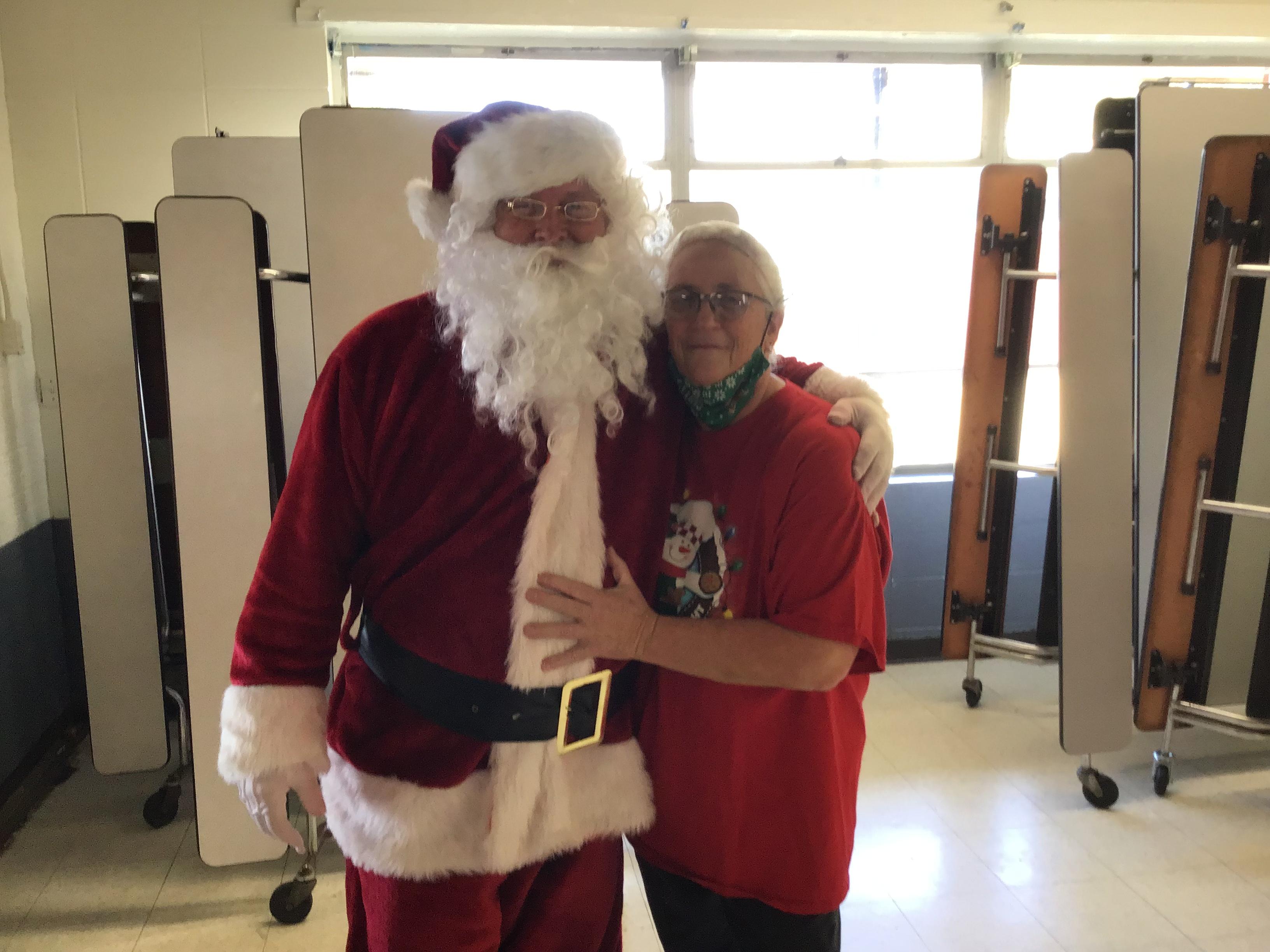 Cafeteria Manager, Mrs. Betty, with Santa